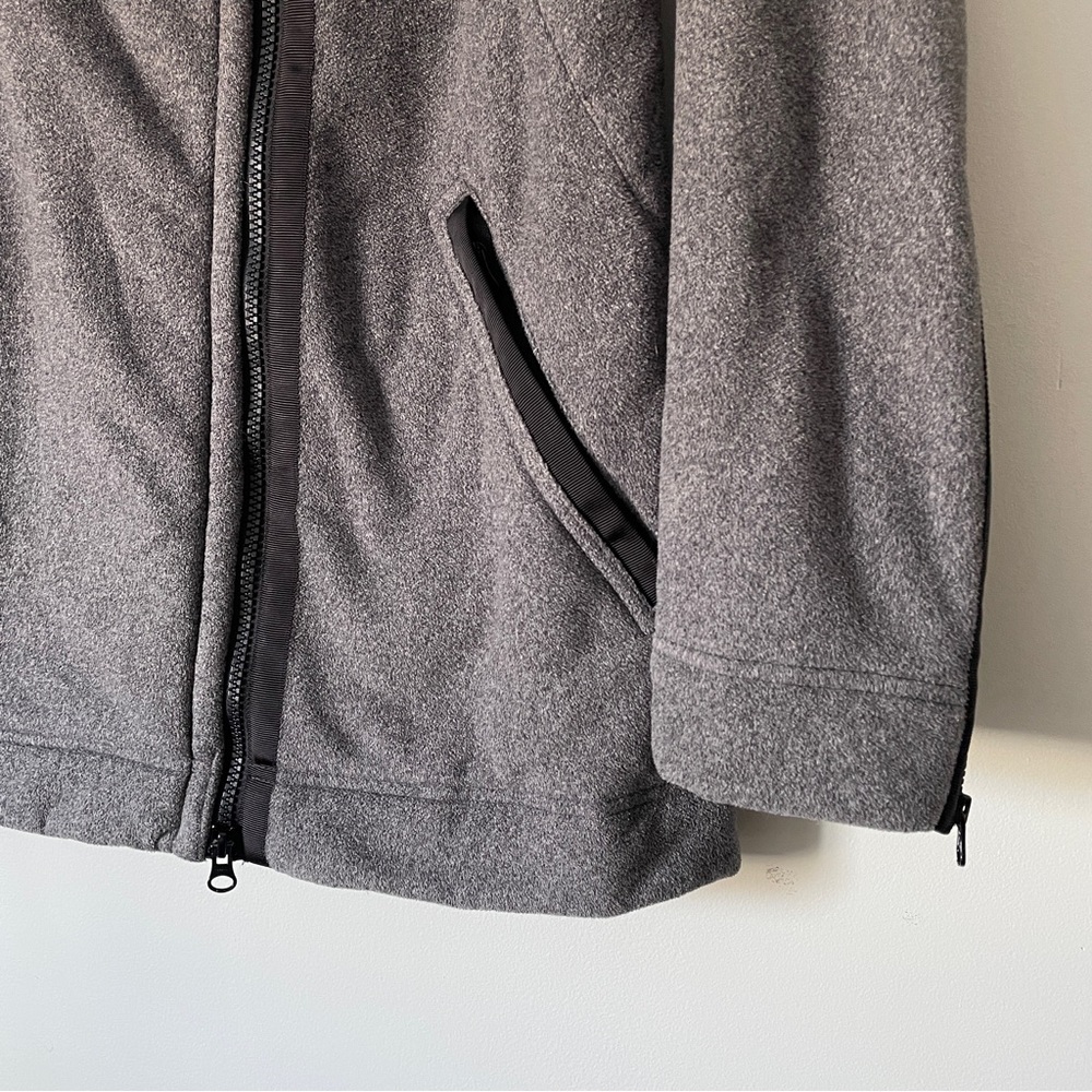 LULULEMON Moto Jacket Ambient Grey Black Fleece Zip Up Asymmetrical Biker Coat 4 - Picture 4 of 12